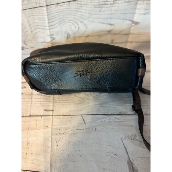 BOC Black & Brown Vinyl Crossbody Handbag Casual - Picture 6 of 7